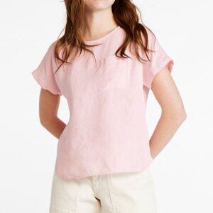 L. L. Bean | Pink Premium Washable Linen Short-Sleeve Tee Shirt Large
